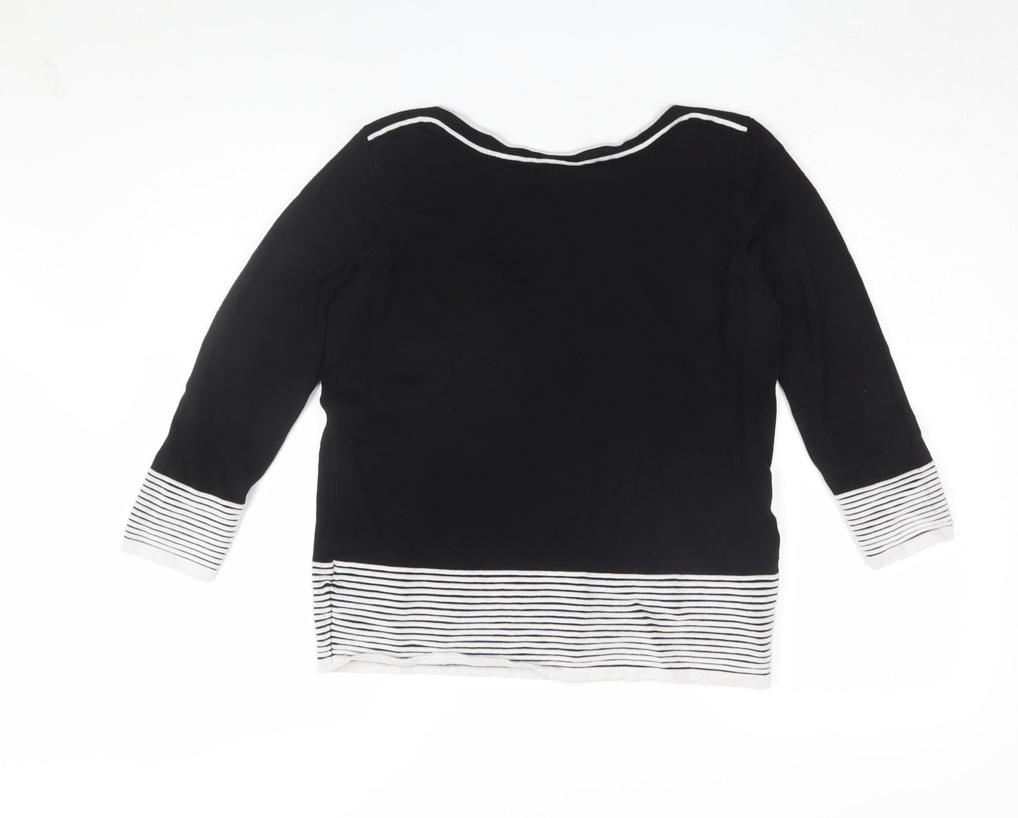 Roman Women's Black Stripe 3/4 Sleeve Blouse