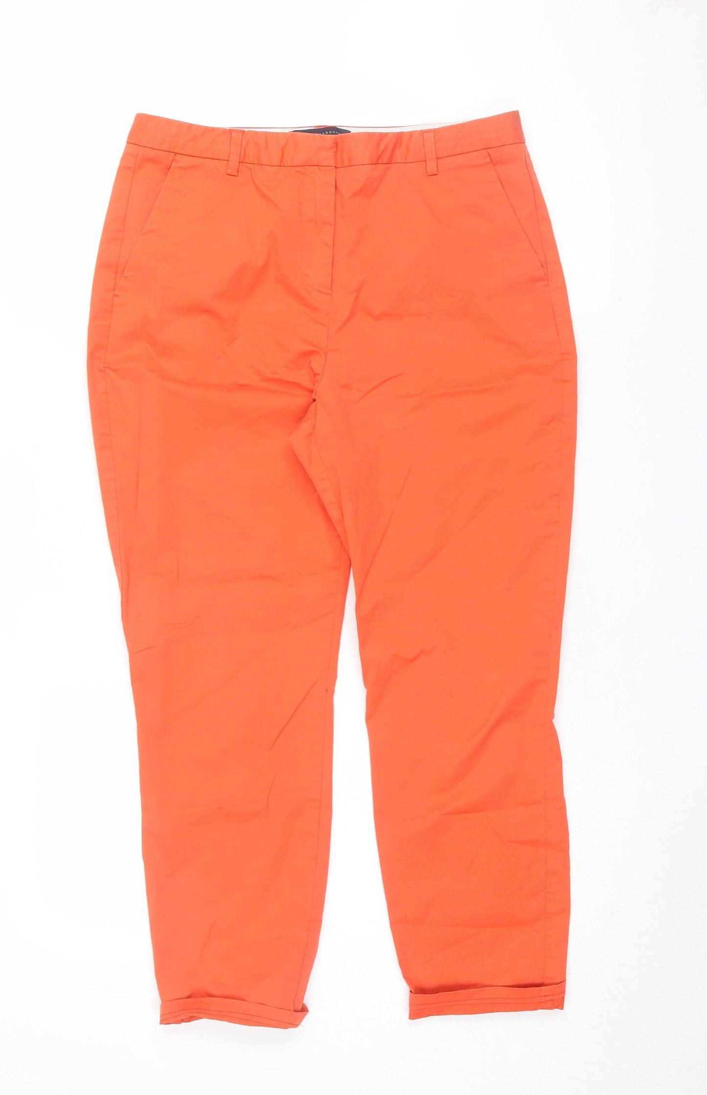 Marks and Spencer Women's Orange Chino Trousers Size 12