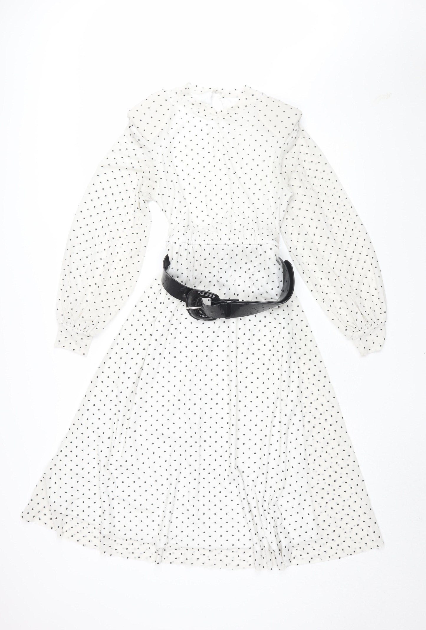 Reserved Women's White Polka Dot A-Line Dress XS