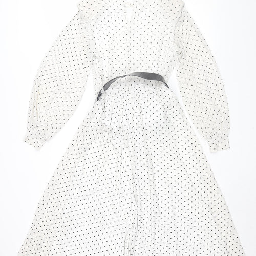 Reserved Women's White Polka Dot A-Line Dress XS