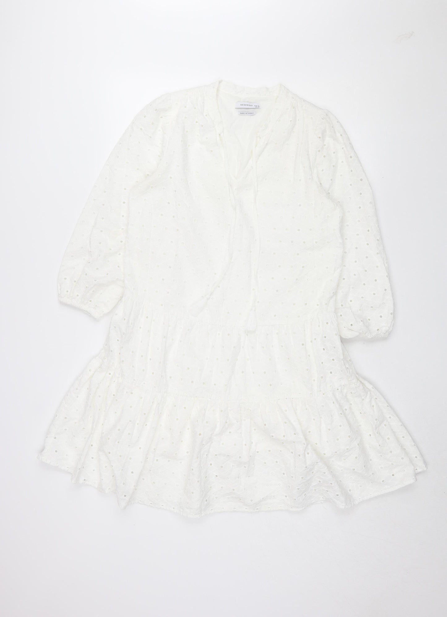 Reserved Women's White Cotton Shift Dress UK 10