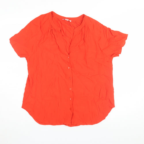 Monsoon Women’s Red Viscose Button-Up Shirt, Size 14