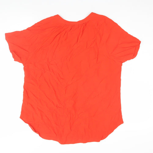 Monsoon Women’s Red Viscose Button-Up Shirt, Size 14