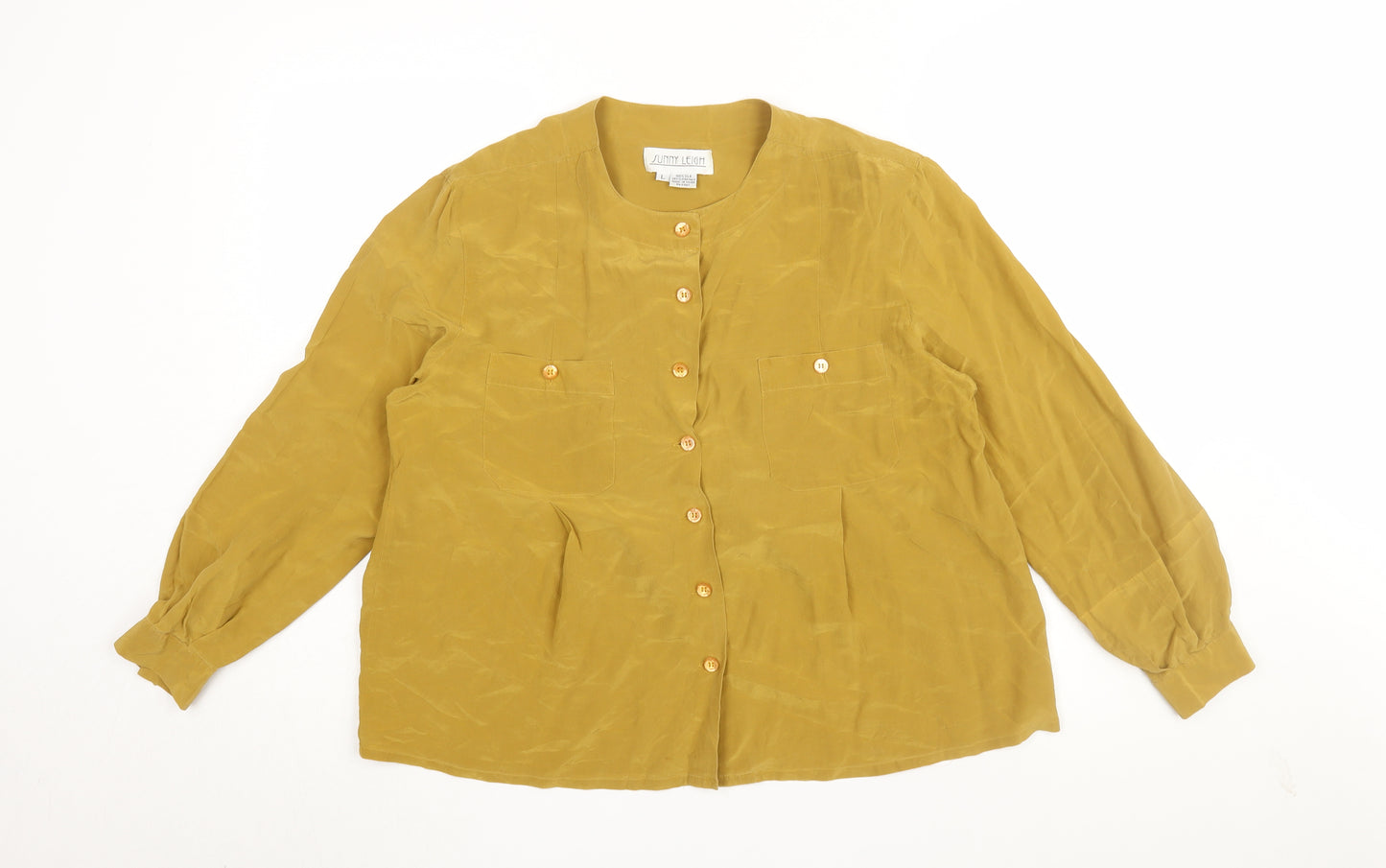 Sunny Leigh Women’s Yellow Silk Blouse, Size L