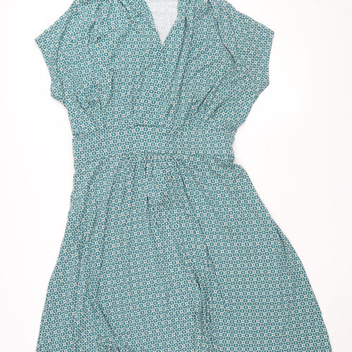 Anne Weyburn Women's Green Geometric Wrap Dress