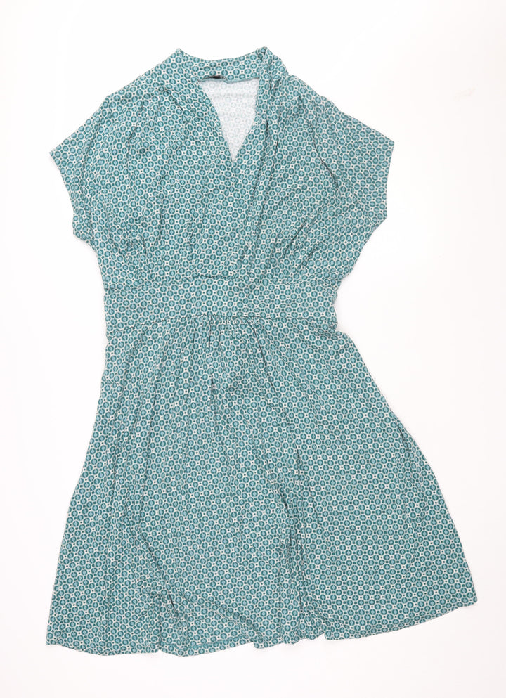 Anne Weyburn Women's Green Geometric Wrap Dress