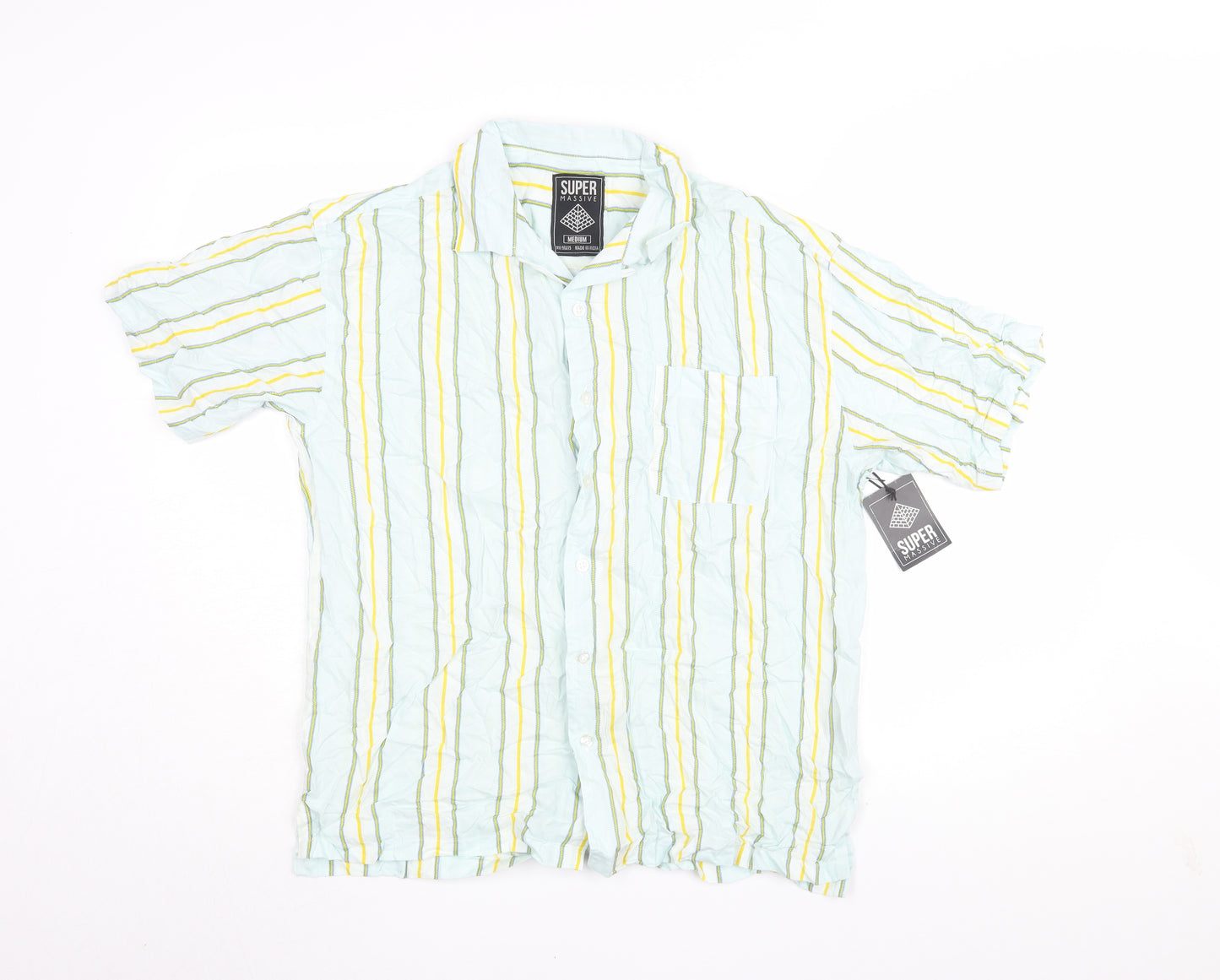 Super Massive Men's Striped Short Sleeve Shirt M