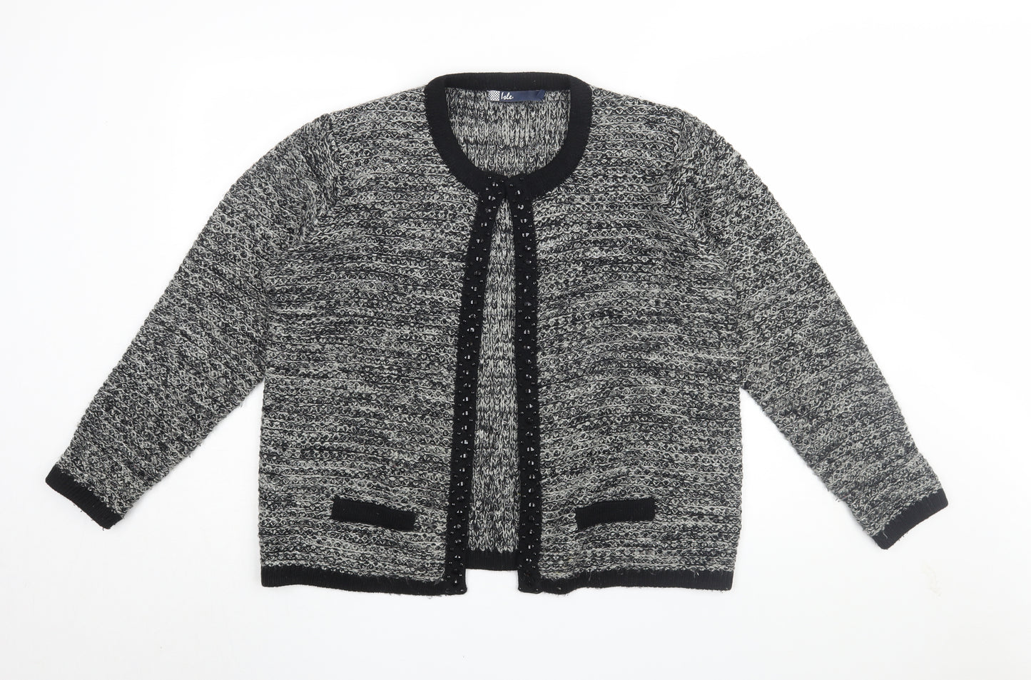 Isle Women's Grey Cardigan, L, Long Sleeve Knit Jumper