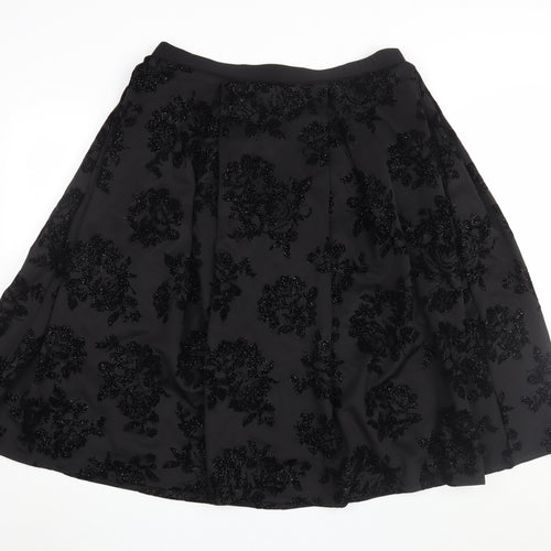 First Avenue Women's Black A-Line Floral Skirt Size 8