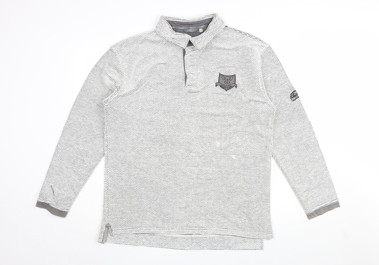 Weird Fish Men's Grey Henley Sweatshirt L
