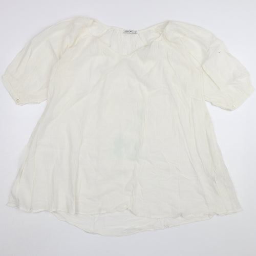 VILA Women's White Cotton Tunic Blouse, Small