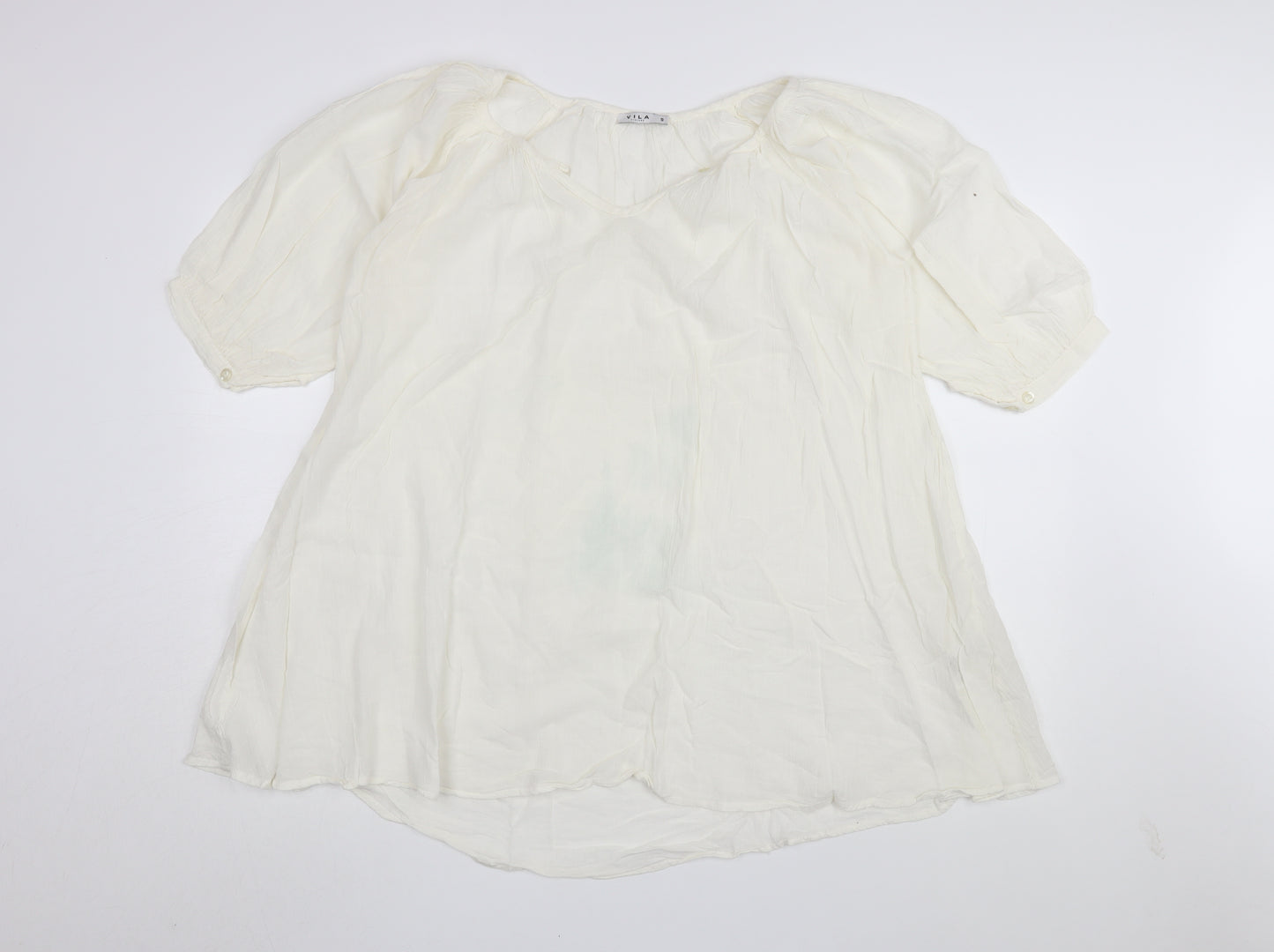VILA Women's White Cotton Tunic Blouse, Small