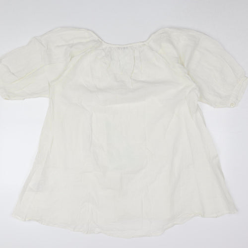 VILA Women's White Cotton Tunic Blouse, Small