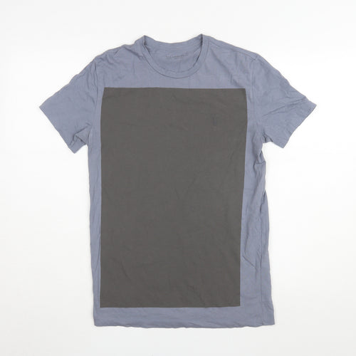 AllSaints Men's Blue XS Cotton Crew Neck T-Shirt