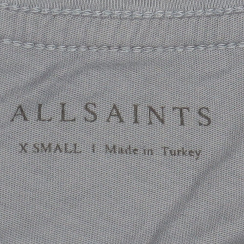 AllSaints Men's Blue XS Cotton Crew Neck T-Shirt