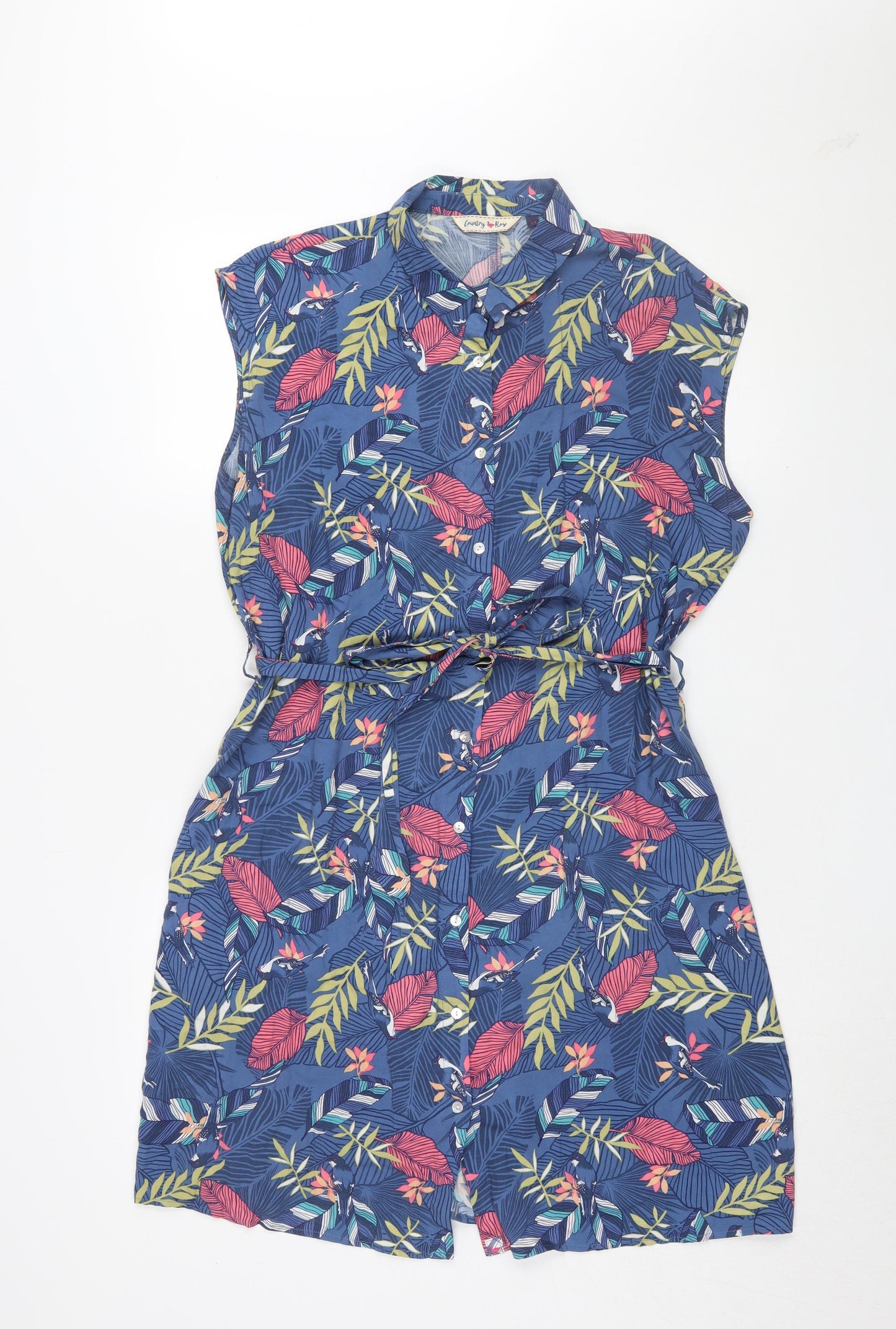 Country Rose Women's Multicoloured Floral Shirt Dress Size 14