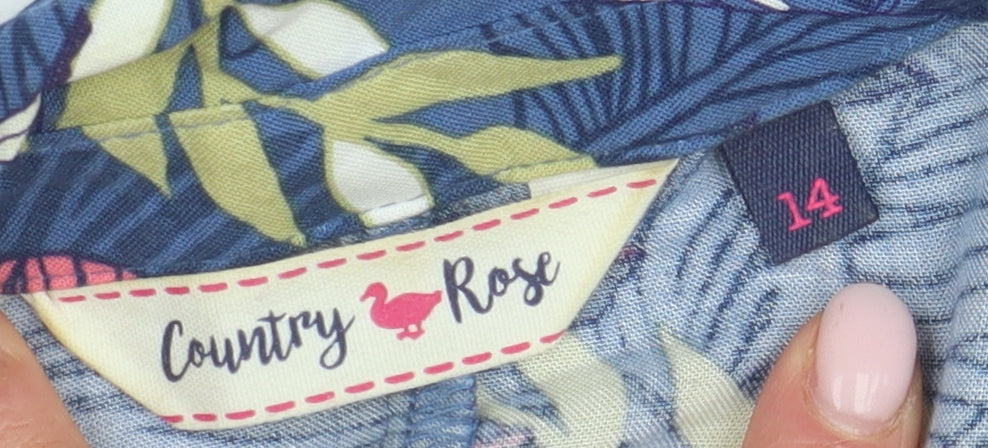 Country Rose Women's Multicoloured Floral Shirt Dress Size 14