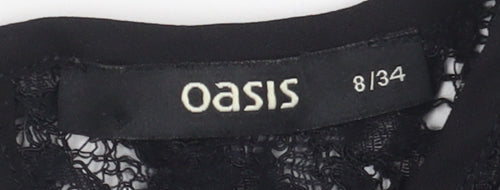 Oasis Women's Black Floral Tunic Blouse Size 8