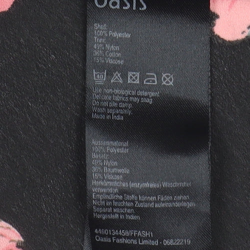 Oasis Women's Black Floral Tunic Blouse Size 8