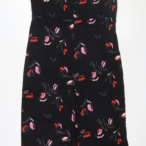 Pieces Women's Black Floral Jumpsuit XL Sleeveless Chic