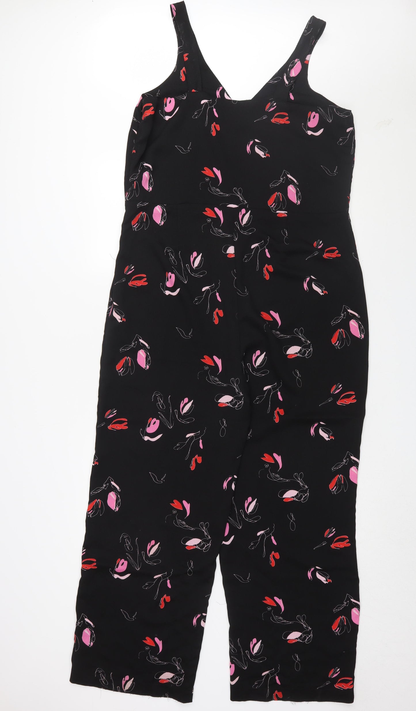 Pieces Women's Black Floral Jumpsuit XL Sleeveless Chic