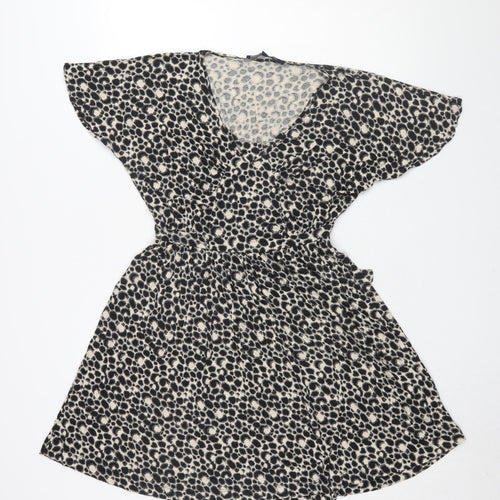 French Connection Women's Black Animal Print Shift Dress Size 10