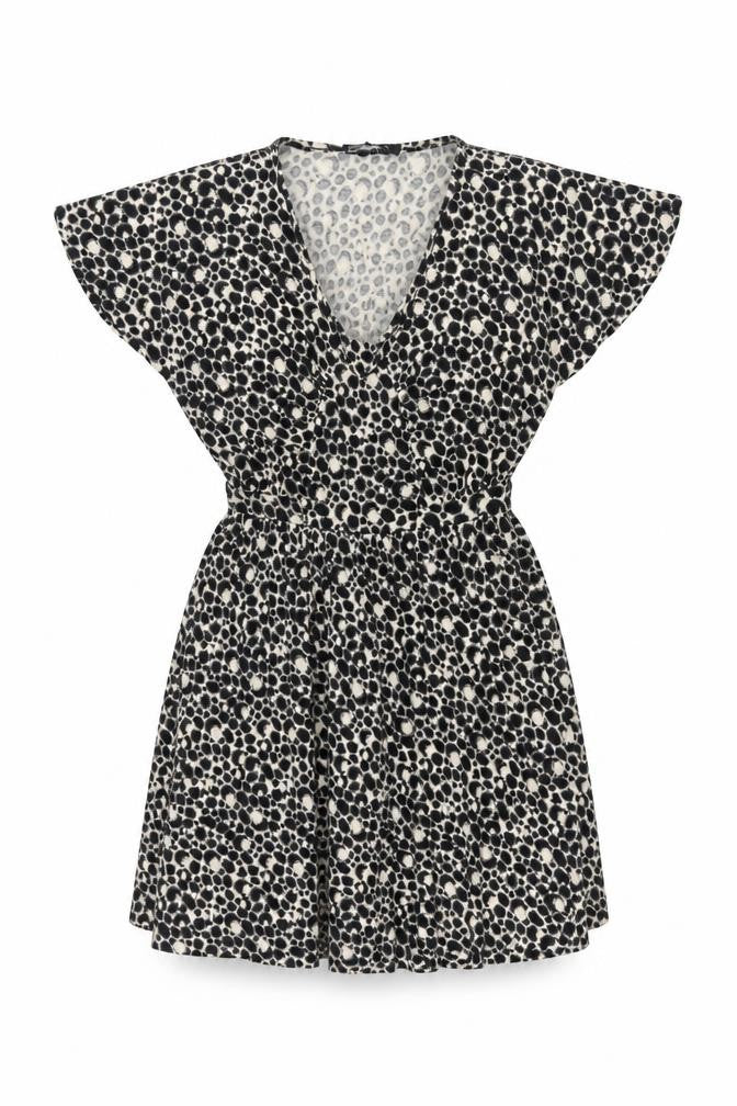 French Connection Women's Black Animal Print Shift Dress Size 10