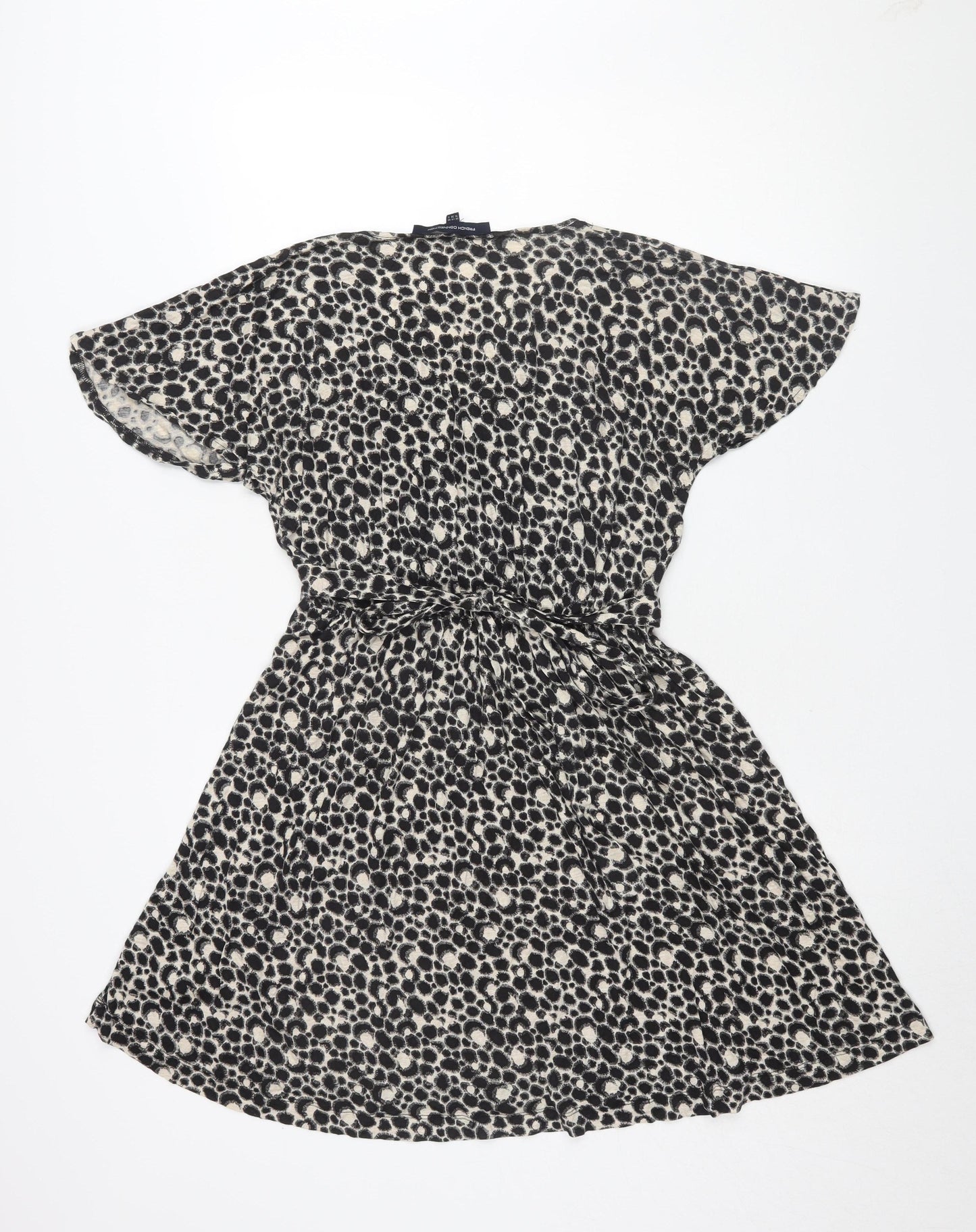 French Connection Women's Black Animal Print Shift Dress Size 10