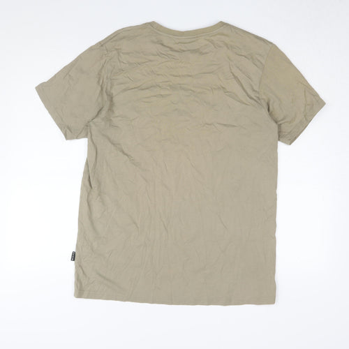 NICCE Men's Beige Cotton Logo T-Shirt Size L