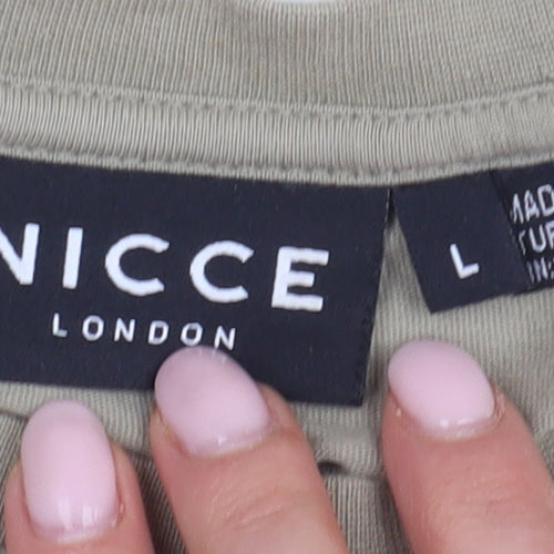 NICCE Men's Beige Cotton Logo T-Shirt Size L