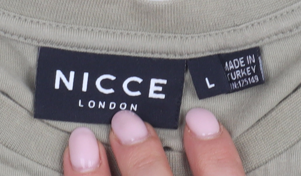 NICCE Men's Beige Cotton Logo T-Shirt Size L