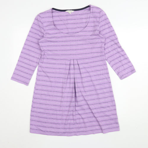 White Stuff Women's Purple Striped Shift Dress UK 10