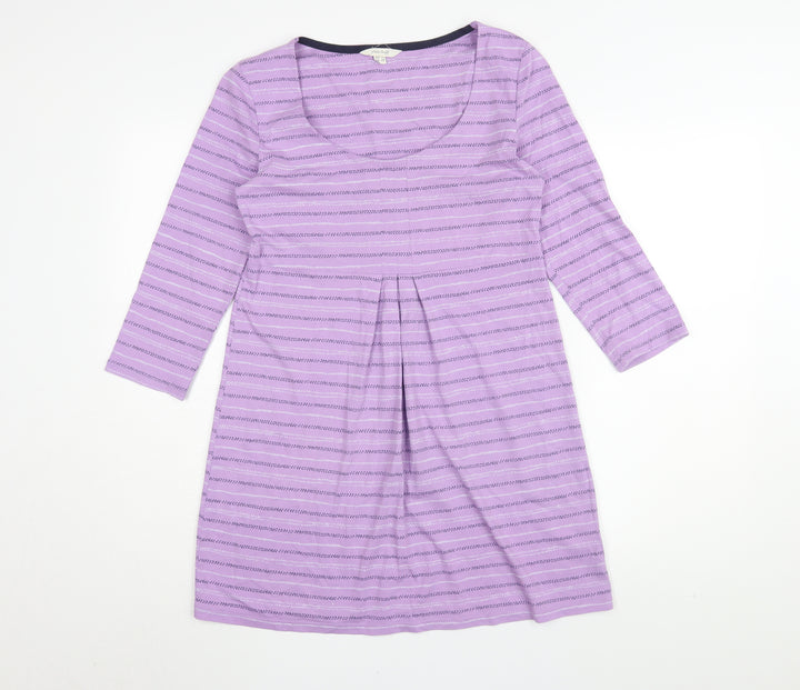 White Stuff Women's Purple Striped Shift Dress UK 10