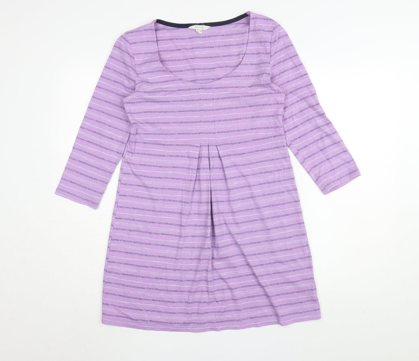 White Stuff Women's Purple Striped Shift Dress UK 10