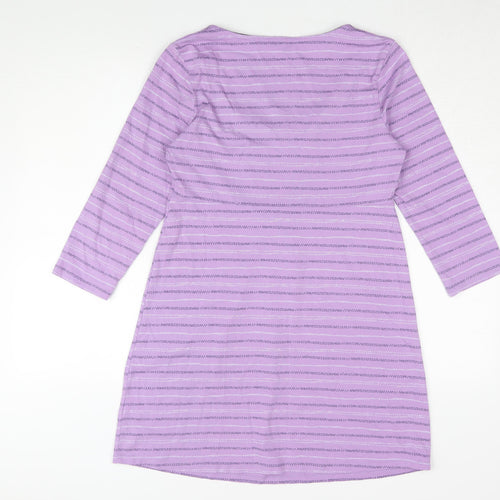 White Stuff Women's Purple Striped Shift Dress UK 10
