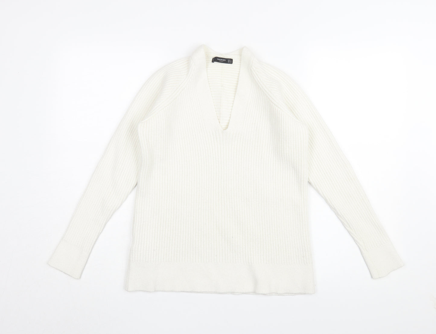 Mango Women’s Ivory Pullover V-Neck Jumper S