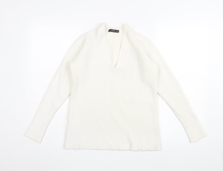 Mango Women’s Ivory Pullover V-Neck Jumper S