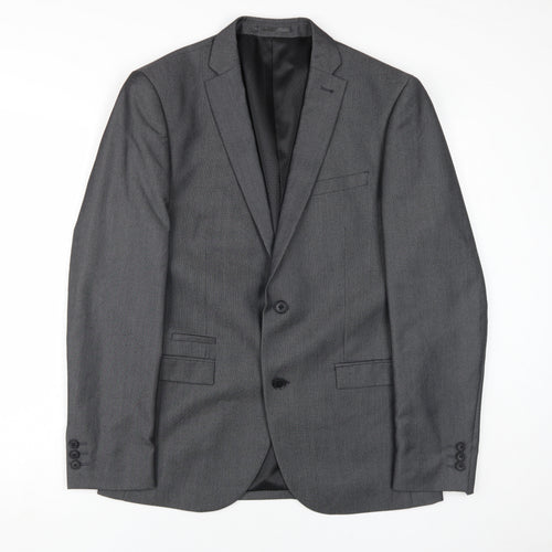 Next Men's Grey Blazer 40R Regular Fit Single-Breasted