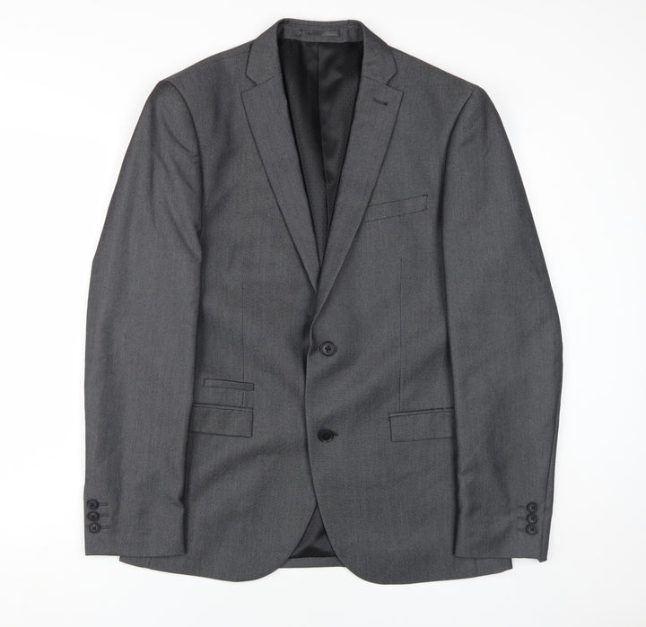 Next Men's Grey Blazer 40R Regular Fit Single-Breasted