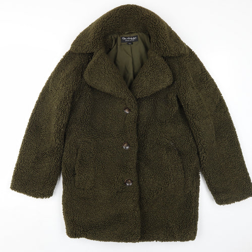 Miss Selfridge Women's Green Overcoat S Lined Fleece