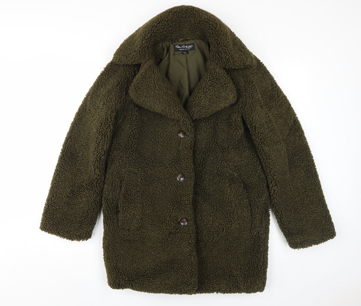 Miss Selfridge Women's Green Overcoat S Lined Fleece
