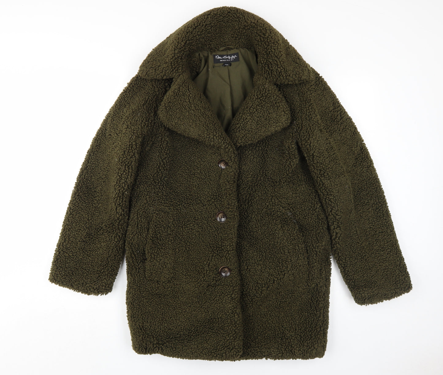 Miss Selfridge Women's Green Overcoat S Lined Fleece