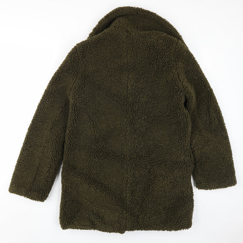 Miss Selfridge Women's Green Overcoat S Lined Fleece