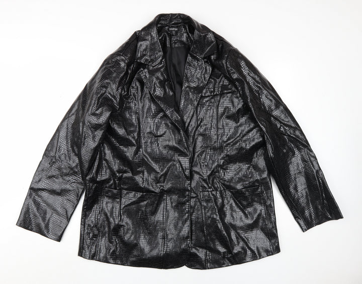 Boohoo Women's Black Blazer Size 14 - Stylish Outerwear