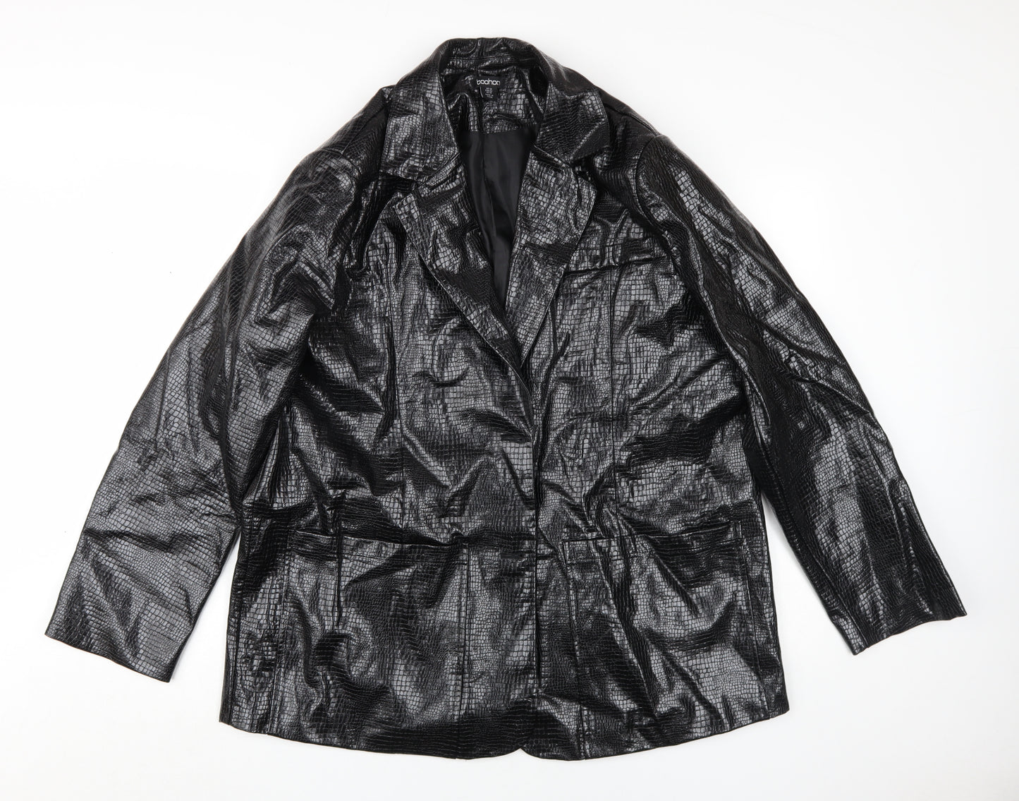 Boohoo Women's Black Blazer Size 14 - Stylish Outerwear