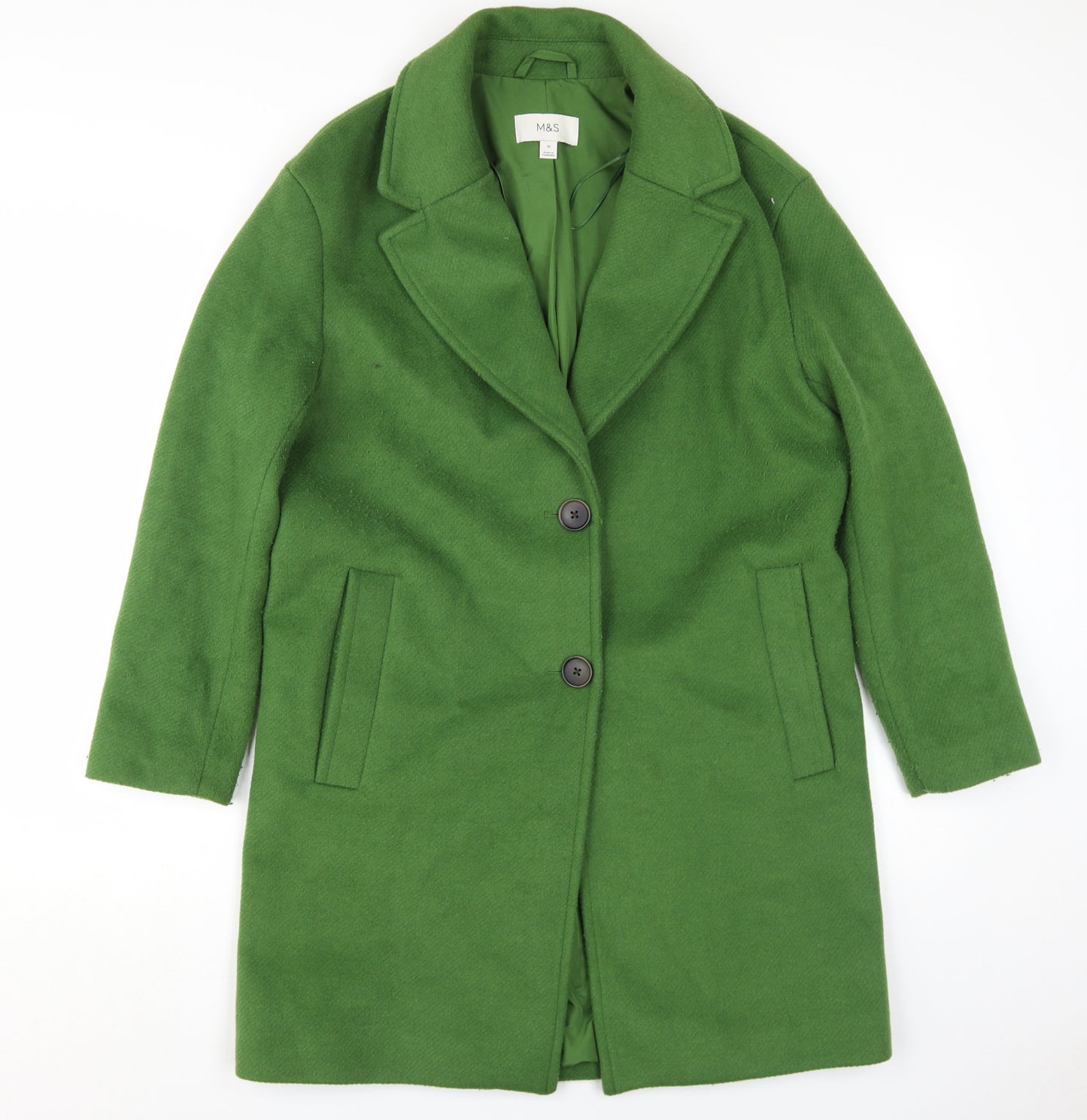 Marks and Spencer Women's Green Long Overcoat Size 10