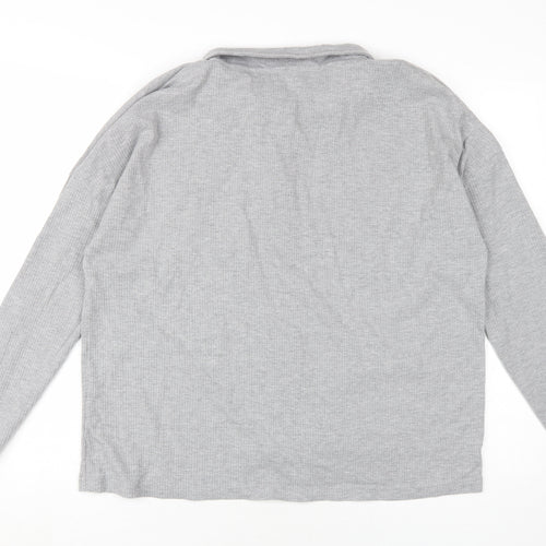 Boohoo Unisex Grey Button-Up Long Sleeve Top
