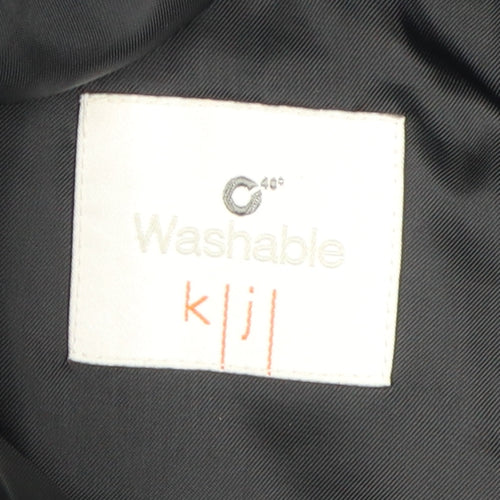 kji Men's Black Blazer, Size 42, Long, Formal Striped