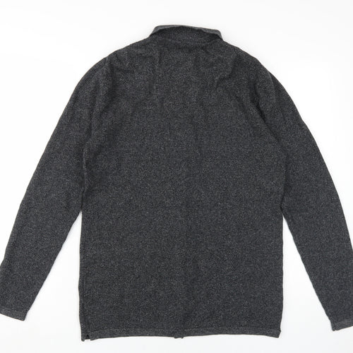 Next Men's Grey Cotton Long Sleeve Button-Up Shirt