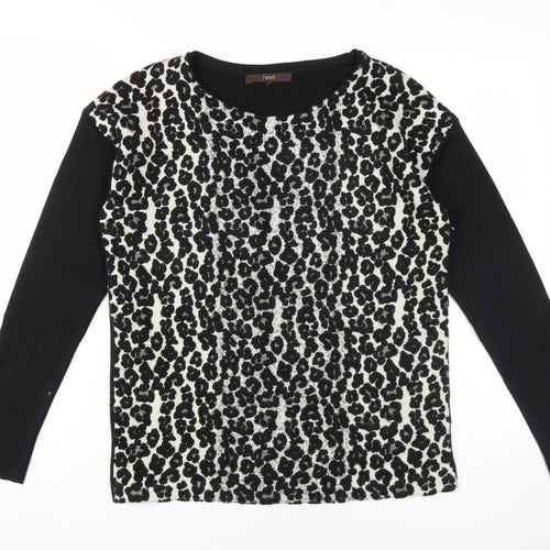 Next Women's Black Animal Print Pullover Jumper Size 12